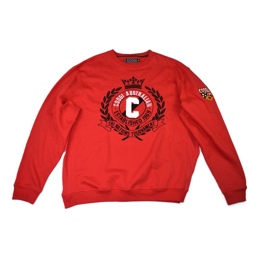 Coogi Australian Tri Nations Tournament Sweatshirt Red XXL Graphic Crewneck
